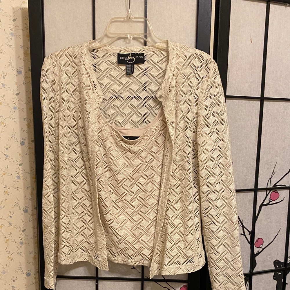 JS Collections Cream Lace Top